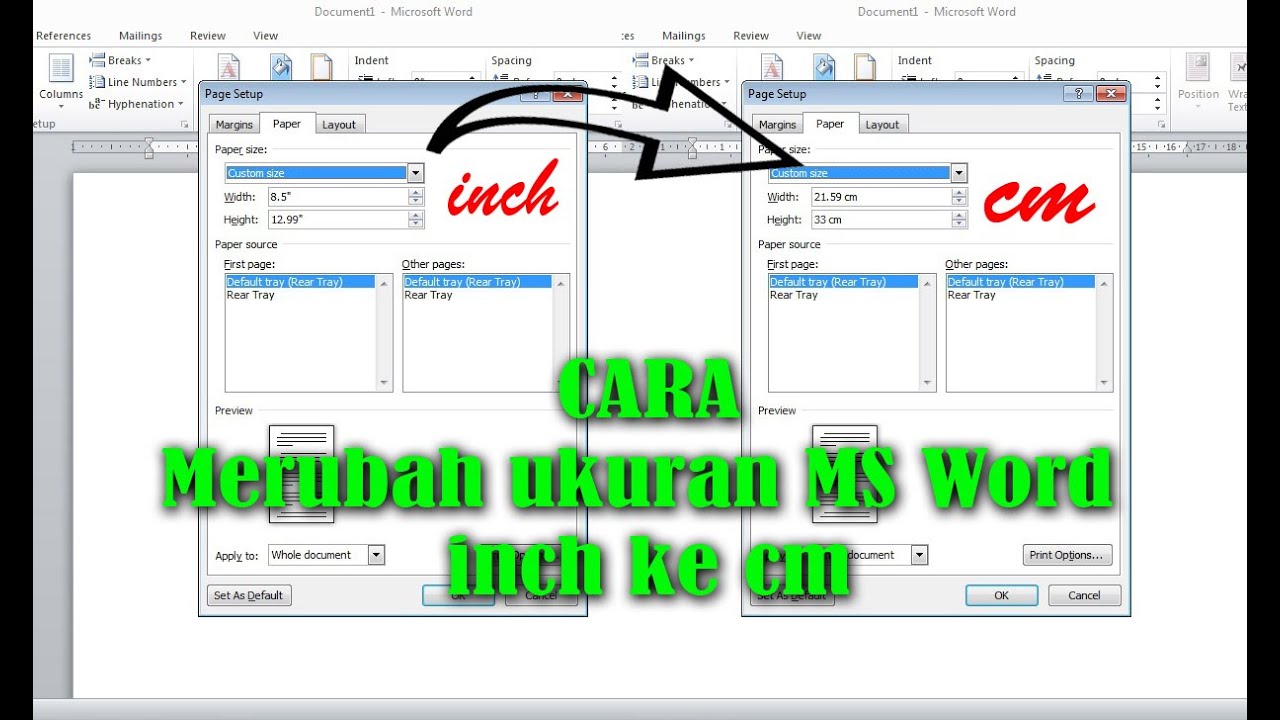 Kebebasan Mengukur Mengubah Ukuran Default Microsoft Word dari Inci ke Kebebasan Mengukur Mengubah Ukuran Default Microsoft Word dari Inci ke