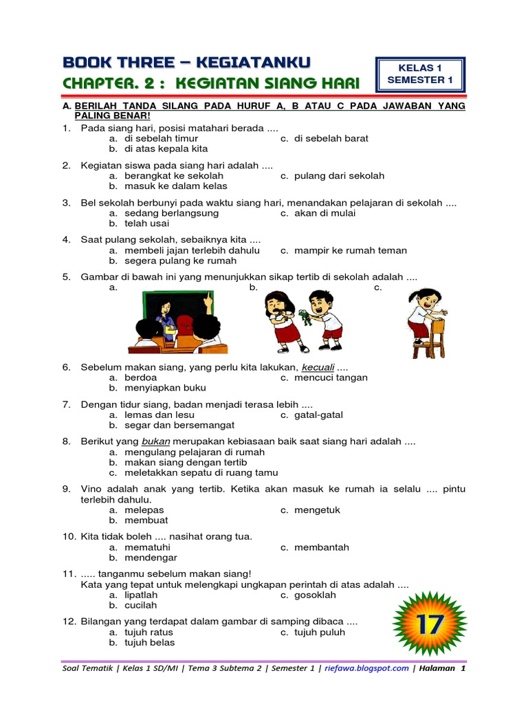 Soal Latihan Kegiatan Siang Kelas 1 PDF Soal Latihan Kegiatan Siang Kelas 1 PDF
