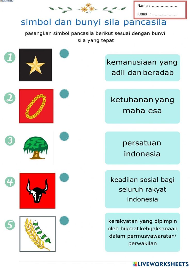 Simbol-simbol Pancasila exercise Kelas 1 Workbook Worksheets