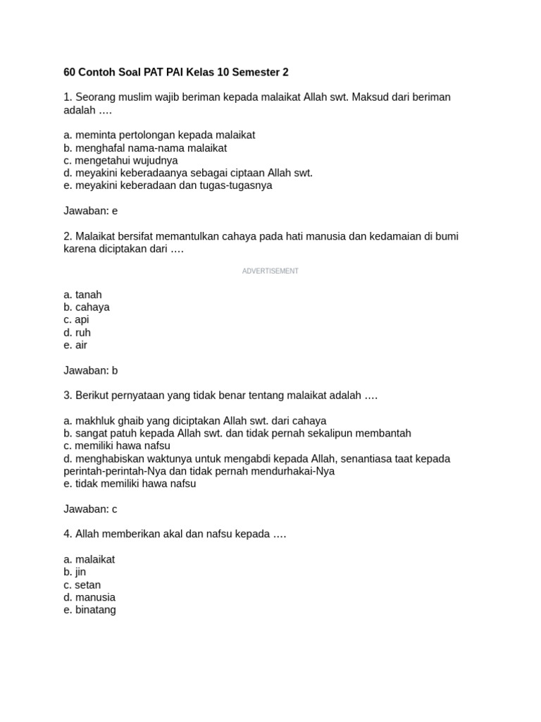 7 Contoh Soal PAT Kelas 10 Semester 2 Beserta Jawabannya yang Wajib Kamu Kuasai Sekarang