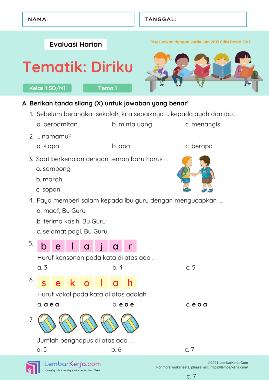 Akhirnya Ternyata Seperti Ini Contoh Soal Kelas 1 Tema 4 Subtema 2 yang Wajib Dikuasai Sebelum Ulangan