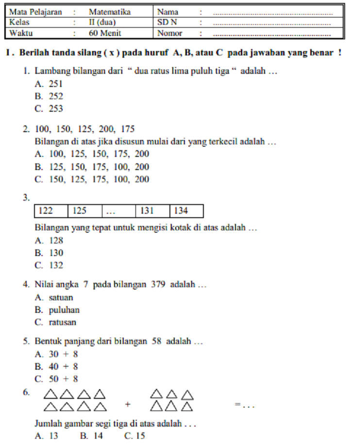 Membangun Fondasi Belajar Contoh Soal Ulangan Harian Kelas 1 Semester Membangun Fondasi Belajar Contoh Soal Ulangan Harian Kelas 1 Semester