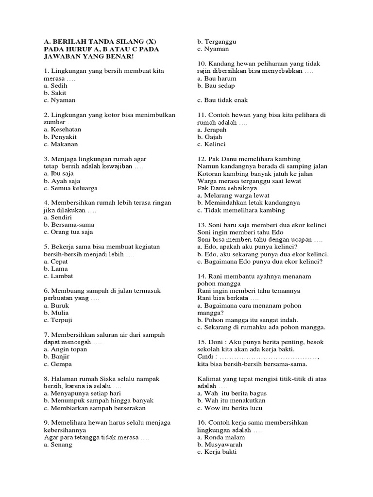 Inilah 12 Contoh Soal Kelas 1 Tema 6 Subtema 4 Semester 2 yang Sering Muncul di Ujian, Wajib Dipelajari!