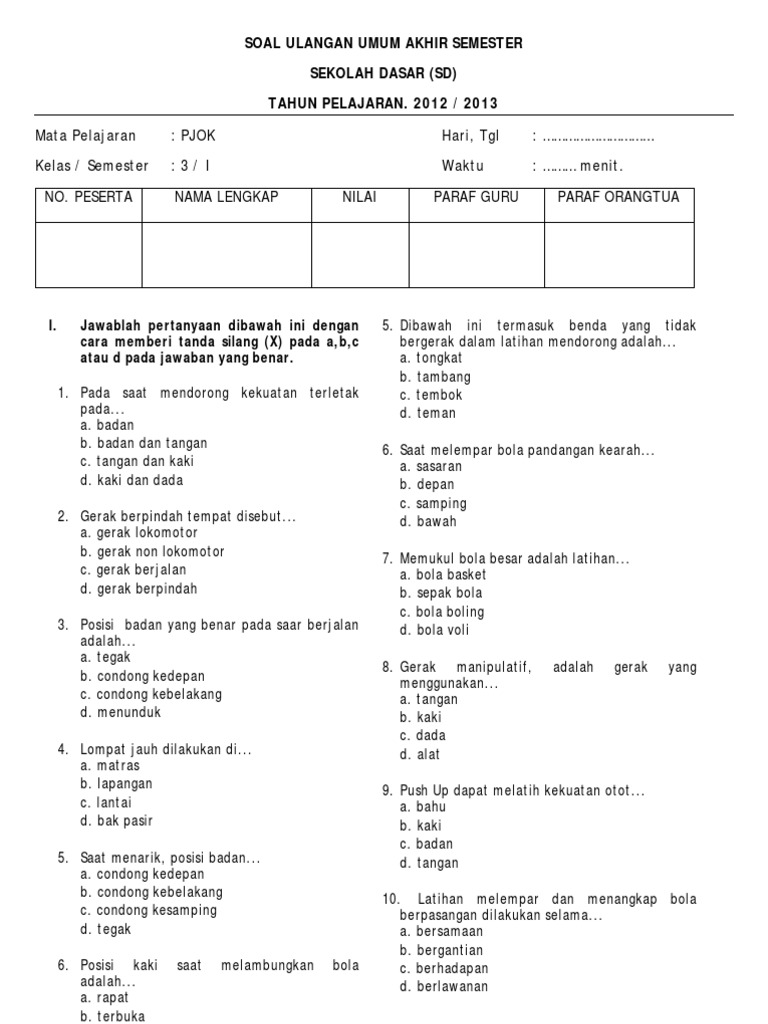 Jangan Bingung Cari Contoh Soal PJOK Kelas 3 Semester 1 Kurikulum 2013, Ini Kunci Jawaban Terbarunya