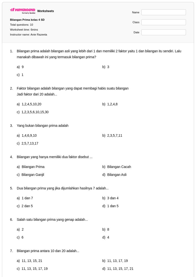 Rahasia Kumpulan Soal Bilangan Prima Kelas 4 SD yang Bikin Anak Pintar Sebelum Ujian