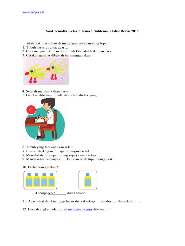 Ternyata Ini Dia Kumpulan Soal Tema 1 Kelas 1 Subtema 3 Terbaru yang Wajib Dipelajari Siswa agar Nilai Tetap Bagus