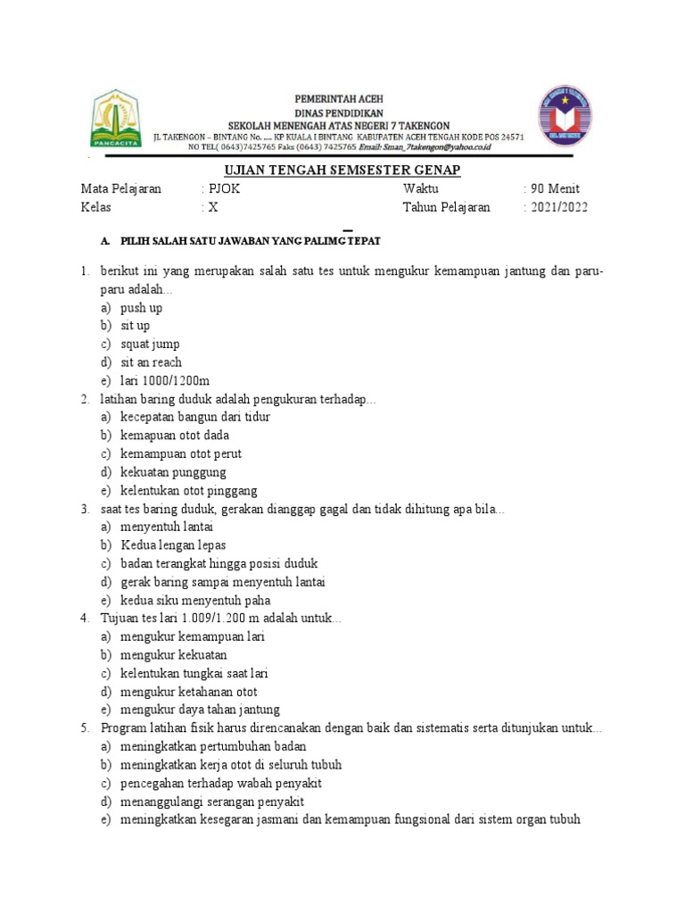 Rahasia Lulus Ujian: Bocoran Contoh Soal PJOK Kelas X Semester 1 Terbaru 2026