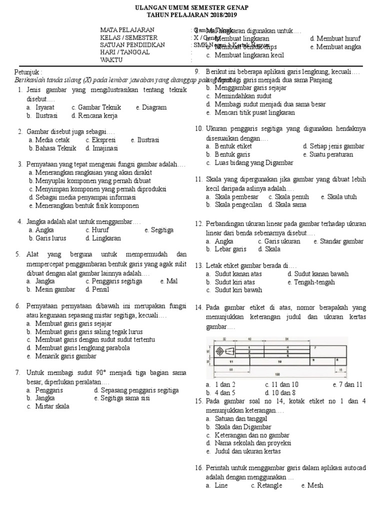 Wajib Tahu Contoh Soal PAT Gambar Teknik TKRO Kelas 10 Semester 2 Ini Agar Lulus Wajib Tahu Contoh Soal PAT Gambar Teknik TKRO Kelas 10 Semester 2 Ini Agar Lulus