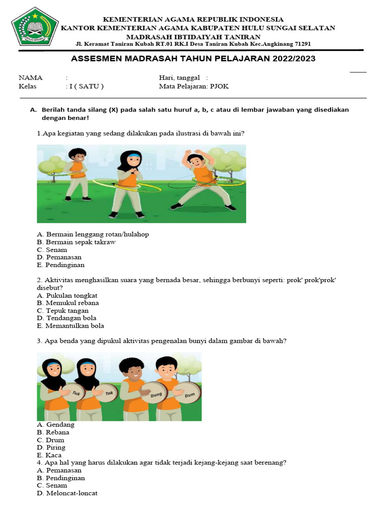 Wajib Tahu! Ini Bocoran Contoh Soal PJOK PTS Kelas 1 SD Paling Akurat