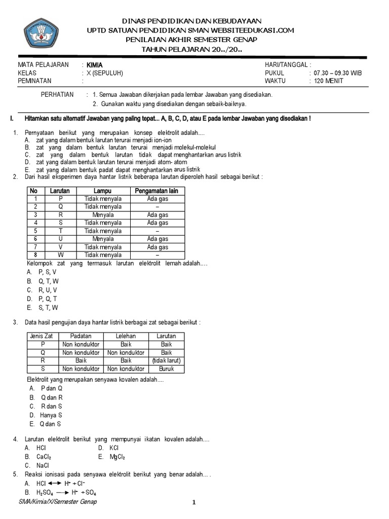 Wajib Tahu! Ini Kumpulan Contoh Soal PAT Kimia Kelas 10 Semester 2 Kurikulum 2013 Wajib Tahu! Ini Kumpulan Contoh Soal PAT Kimia Kelas 10 Semester 2 Kurikulum 2013